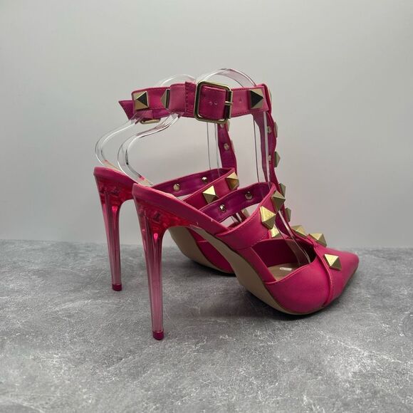 Steve Madden Audra Pink Pointed Closed Toe Ankle Strap Detailed Heeled Sandals S - Picture 3 of 14